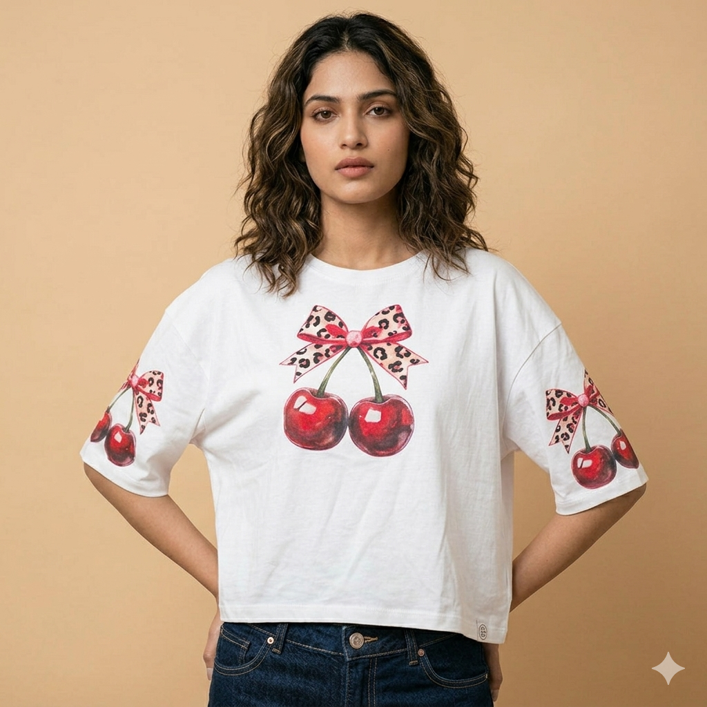 “Cherry Charm” Oversized Slouchy Tee
