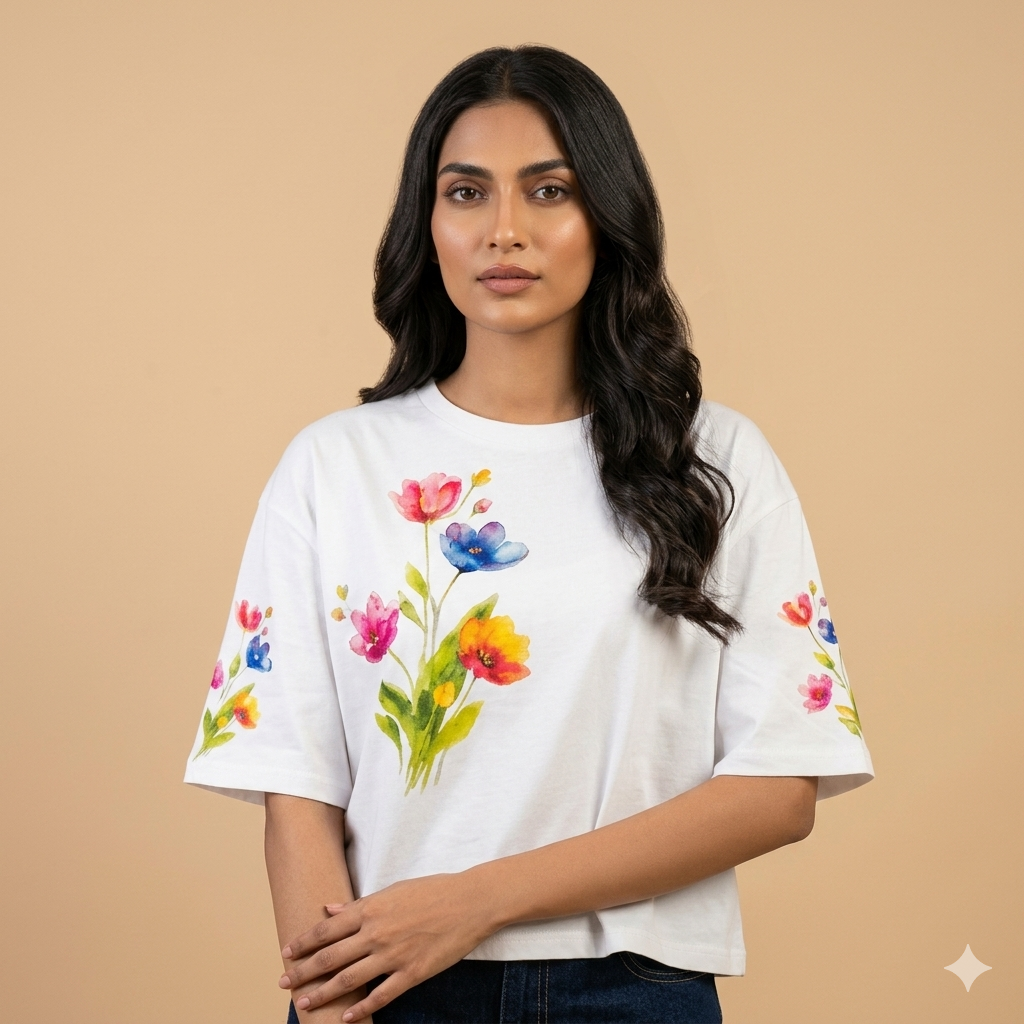 “Petal Whisper” Oversized Slouchy Tee