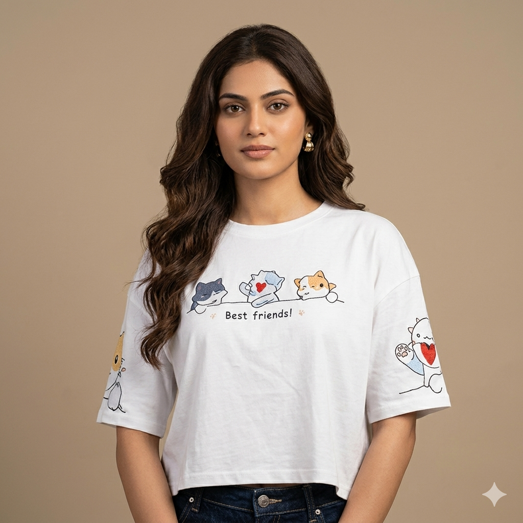 “Purrfect Friends” Oversized Slouchy Tee