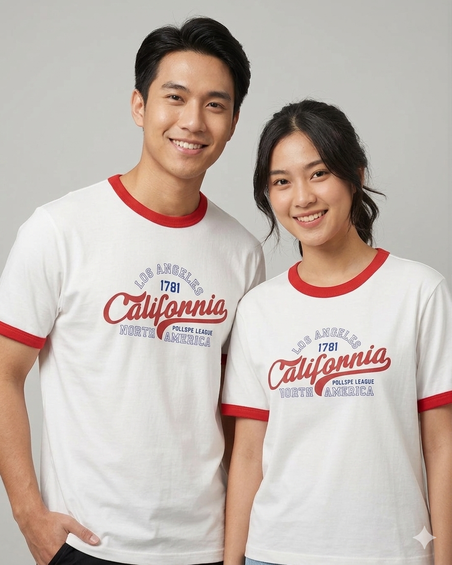 LA College Classic Ringer Tee (White)