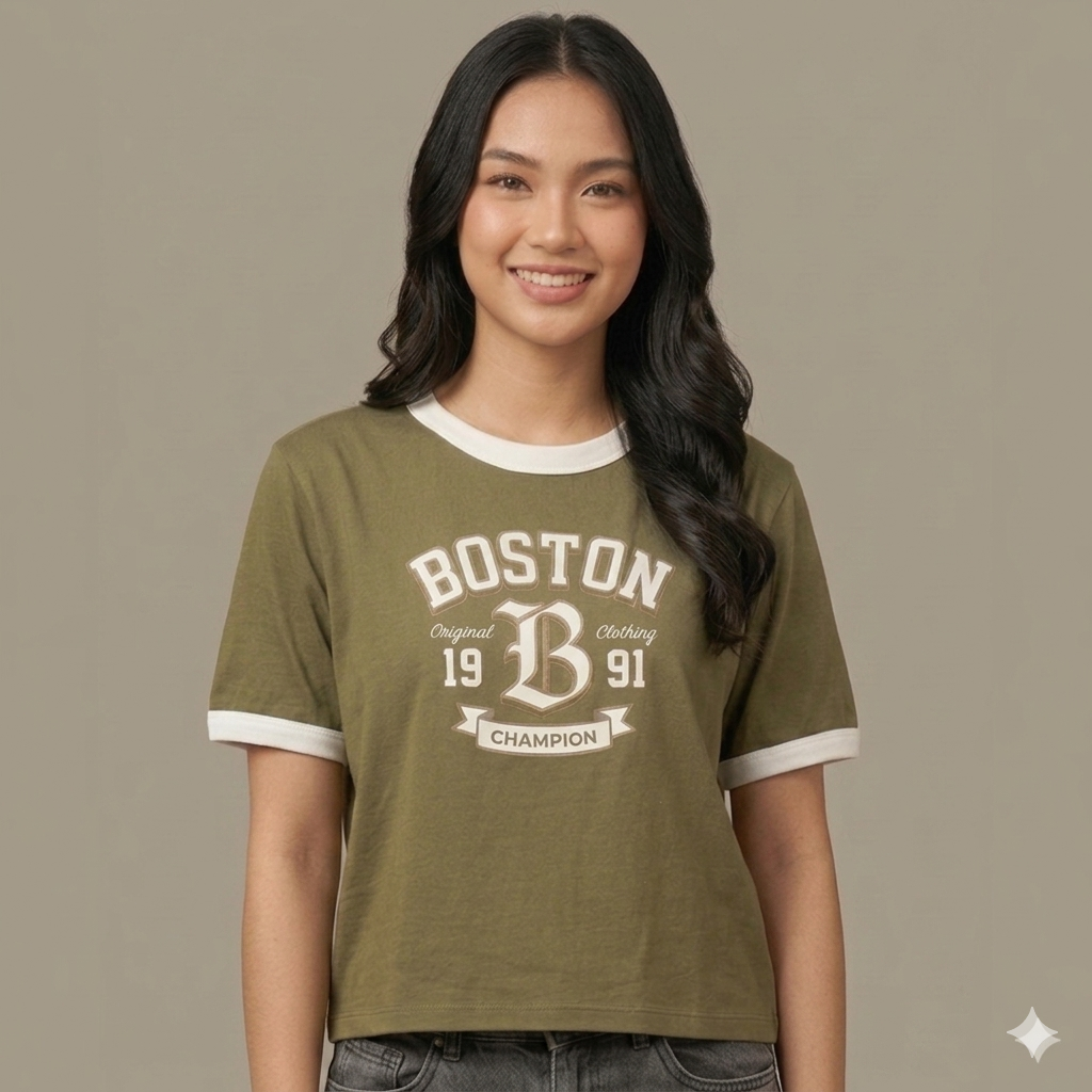 Boston Champion Classic Ringer Tee (Olive)